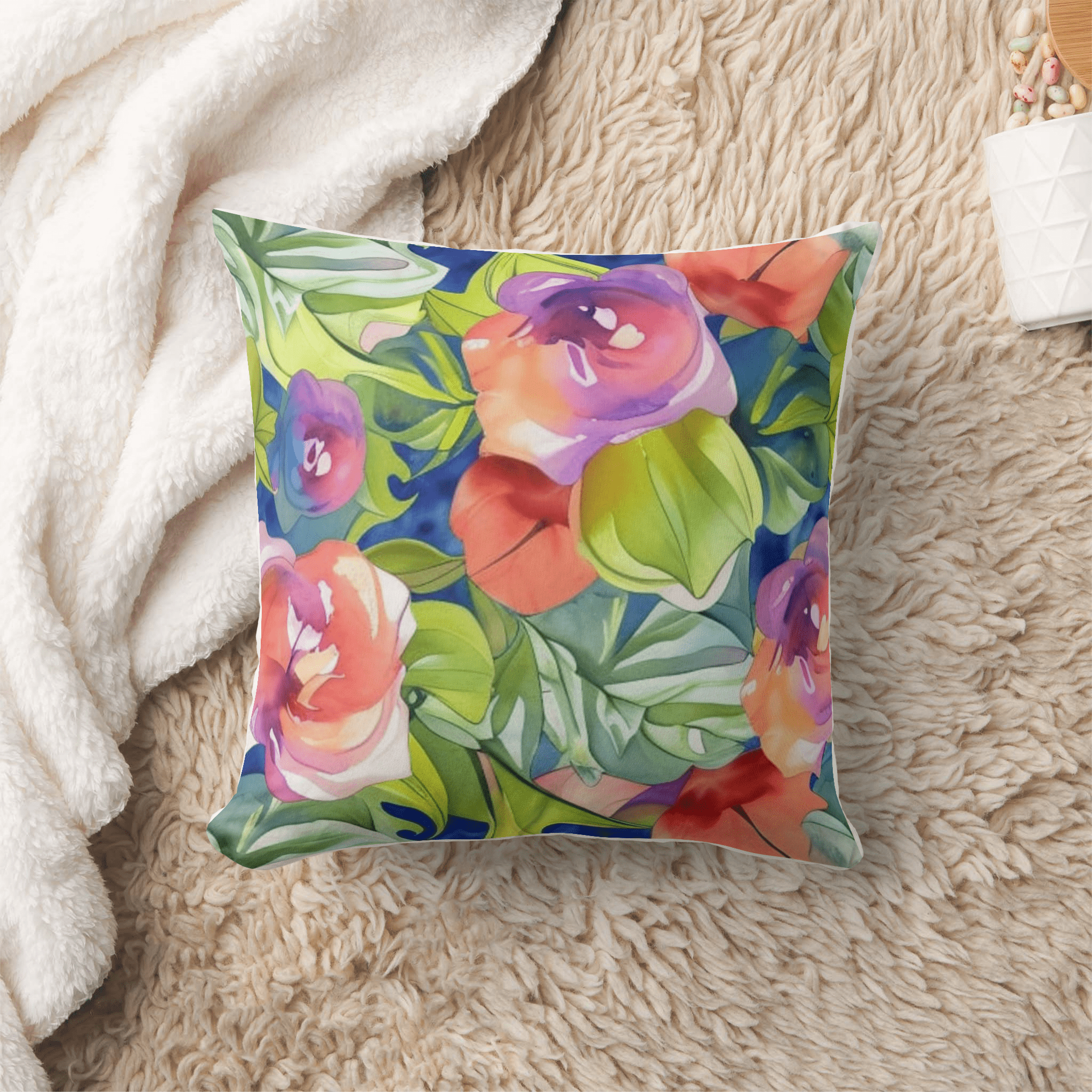 zazzle a beautiful watercolor design throw pillow (blanket)