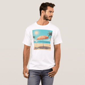 zazzle beaxch resort vibes t shirt (front full)