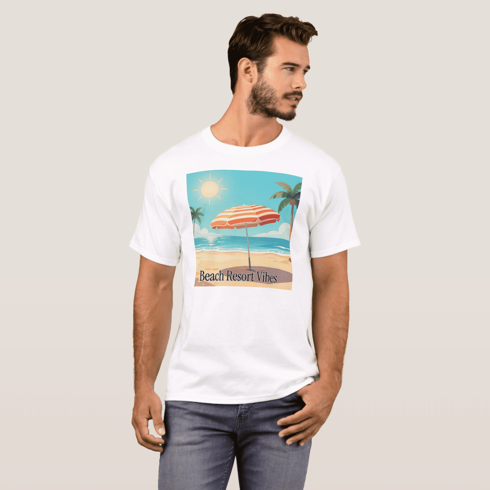zazzle beaxch resort vibes t shirt (front full)